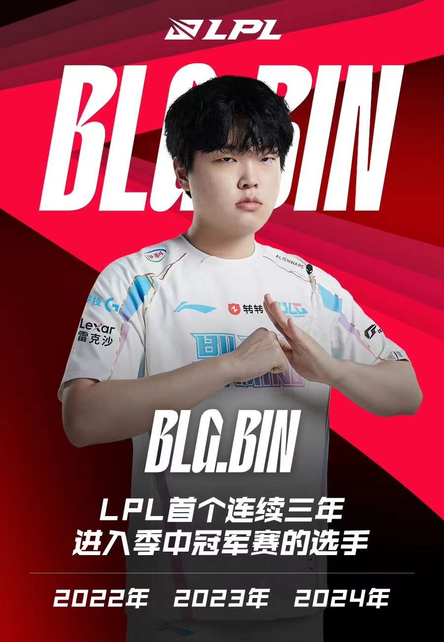 神Bin天降！Bin成为LPL历史首位连续四次参加MSI的选手的简单介绍
